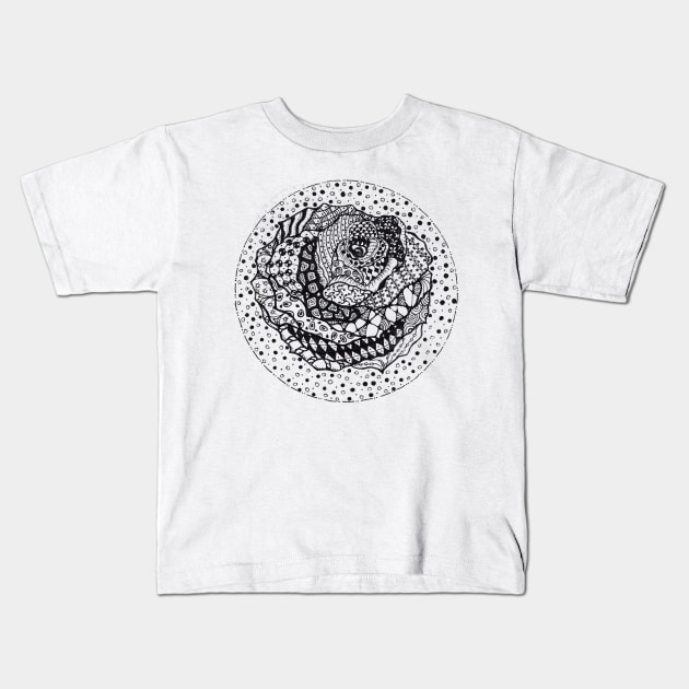 Rose Zentangle Kids T-Shirt by brushnpaper